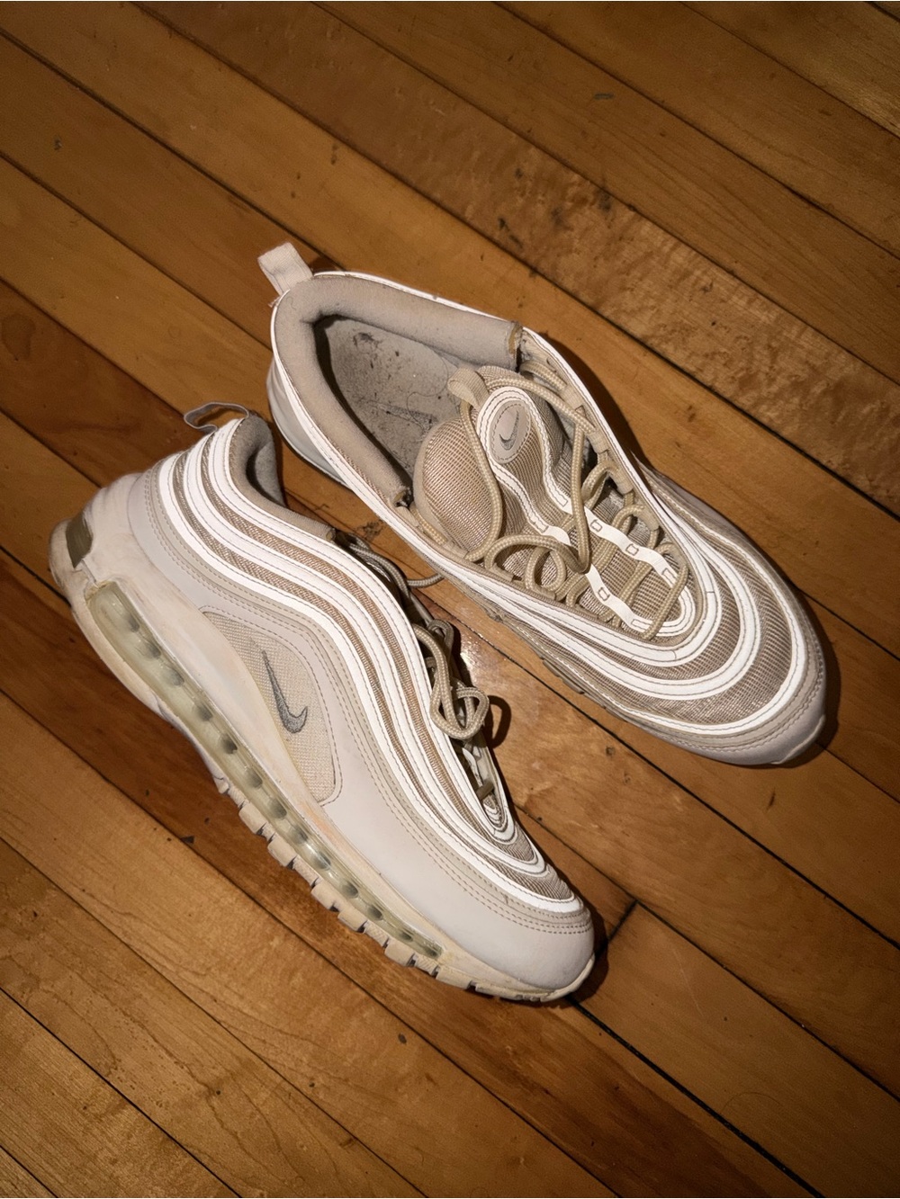 Nike Kids White and Beige Air Max 97 Sneakers